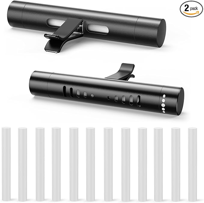 2pcs Car Perfume Diffuser With 12 Odorless Refill Sticks,Essential Oil Car Diffuser Suitablefor:Car,Bathroom,OfficeScenario,Cloakroom,Bedrooms,Birthday(Black)