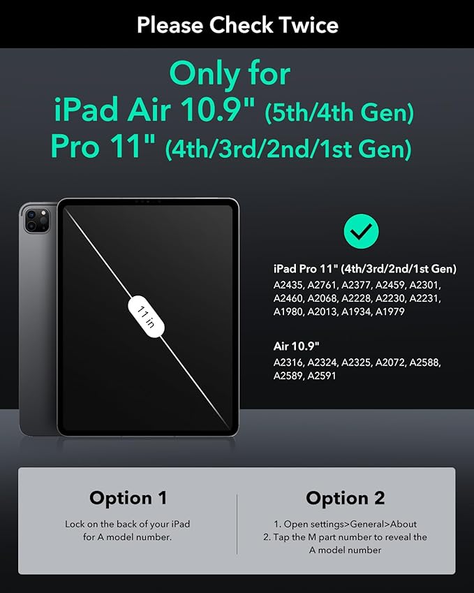 ESR for iPad Pro 11 Inch Screen Protector (2022/2021/2020/2018), iPad Air 5/4 Screen Protector, Tempered-Glass Film with Easy Application Tray, Scratch Resistant, HD Clarity, Armorite Series, 2 Pack