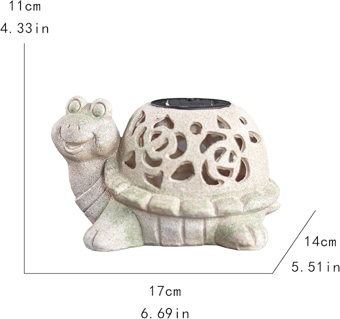 6.69-Inch Solar Turtle Garden Statue Outdoor Decor for Yard, Lawn & Balcony | Unique Housewarming Gift for Garden