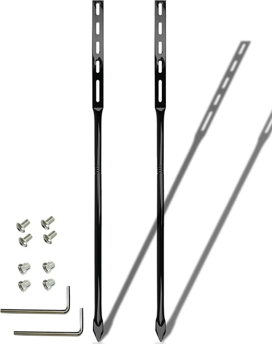 Heavy Duty Metal Sign Stakes, Black Steel, 35 Inch Length, Ground Mounting Kit with Hardware, 2 Pack