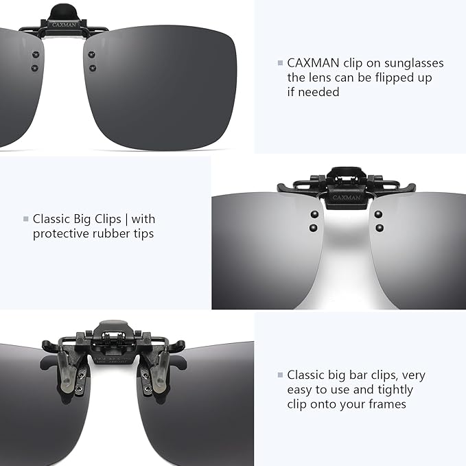 Polarized Clip-on Flip Up Metal Clip Rimless Sunglasses for Prescription Glasses