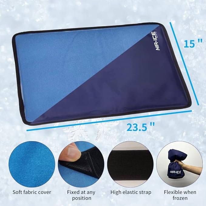 Extra Large Ice Pack for Injuries Reusable - Gel Cold Pack Compress Therapy for Pain and Injuries of Back, Knee, Shoulder, Hip, Ankle, Neck, Elbow, Wrist - Hot & Cold Therapy Gel Pack - 15" x 23.4"