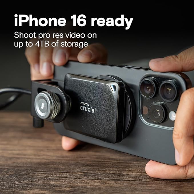 Crucial X10 Pro 2TB Portable SSD, Up to 2100MB/s Read, 2000MB/s Write, USB 3.2 USB-C, External Solid State Drive, Durable Storage for PC & Mac, for Professional Creators, Black - ‎CT2000X10PROSSD902