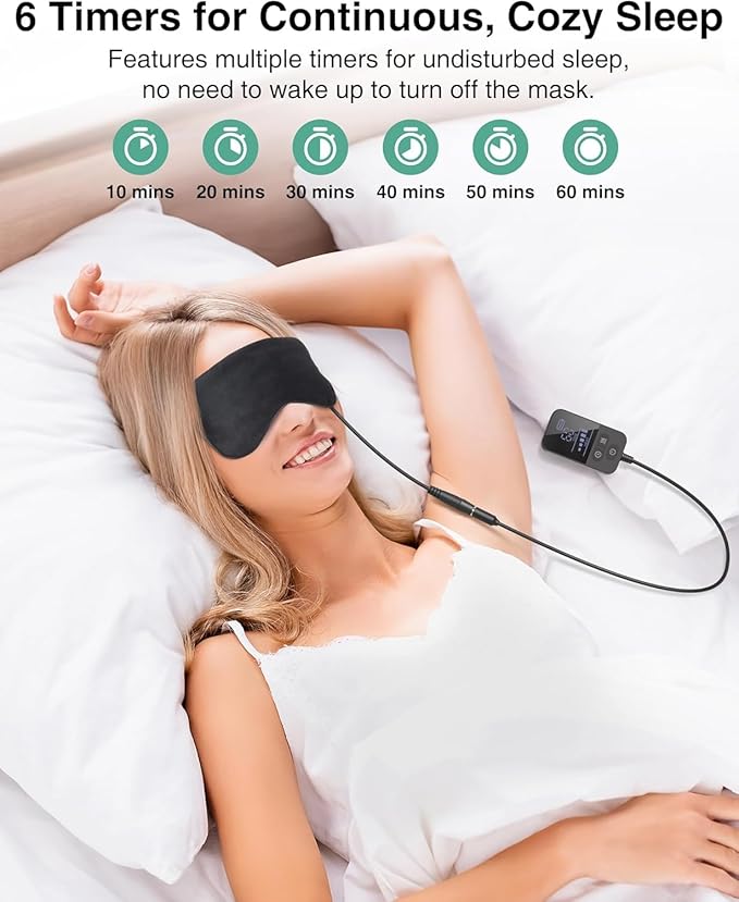 Heated Eye Mask - Medcursor Rechargeable Electric Eye Mask for Dry Eyes, 2500 mAh Large Battery & Washable Cover, Eye Pad for Sleeping, Skincare, Relax Eye Fatigue