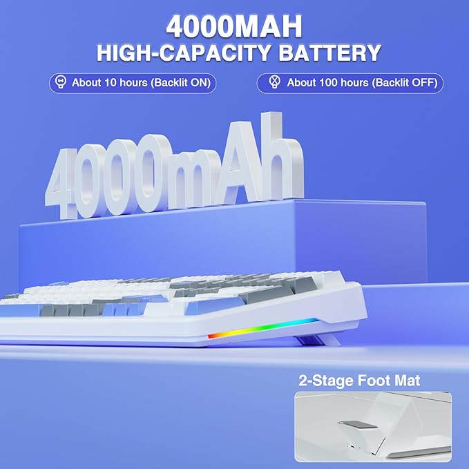 AULA F108 Wireless Mechanical Keyboard, BT5.0/USB-C/2.4GHz Hot Swappable Custom Gaming Keyboards, PBT Keycaps, Pre-lubed Switches, RGB Backlit Full Size Creamy Keyboard with Number Pad, 108 Keys