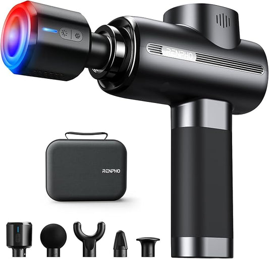 RENPHO Thermacool Massage Gun Deep Tissue with Heat and Cold Head, Handheld Muscle Massager with Carry Case, Percussion Body Muscle Masajeador for Men Women Athletes, Active