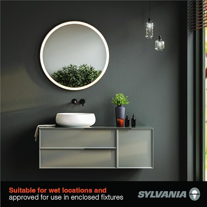 Sylvania B10 Clear LED White Filament Bulb, 6W, Dimmable, 650 LMS, Candelabra Base, 2700K, Soft White - 2 Pack (42260)