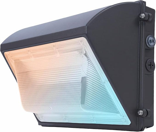 150W LED Wall Pack Light with Photocell, 4000/5000/6500K 3CCT, 80/100/120/150W Selectable, Security Lighting Dusk to Dawn Outdoor LED wall lights for Parking Lot Warehouse, 100-277VAC, ETL Listed