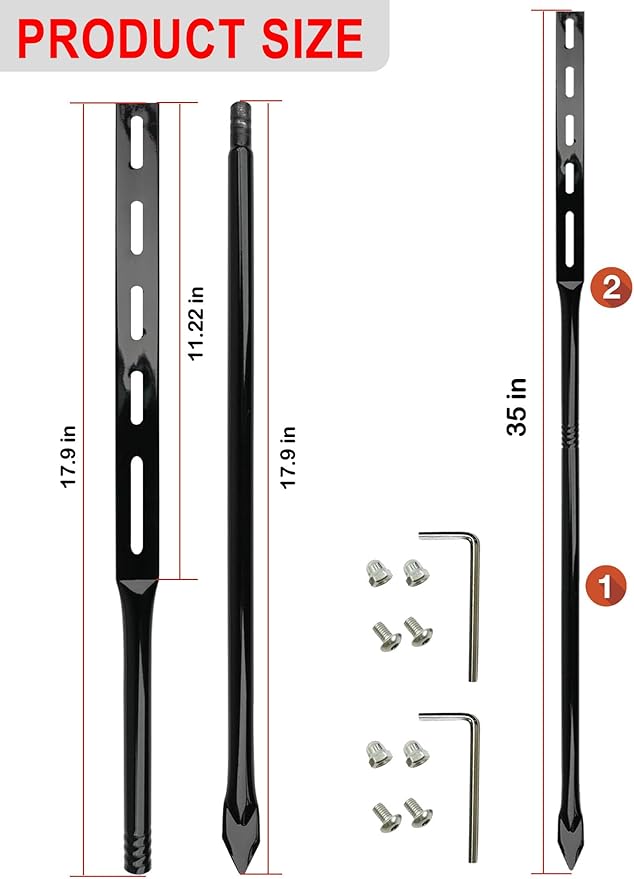 Heavy Duty Metal Yard Sign Stakes, Black, 36 Inch Length, Outdoor Lawn Sign Posts with Hardware, 2 Pack