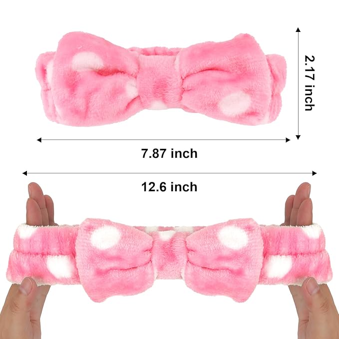 Ondder 8 Pcs Striped Spa Terry Cloth Headbands - Face Wash, Skincare, and Makeup Headbands with Cute Bow for Women
