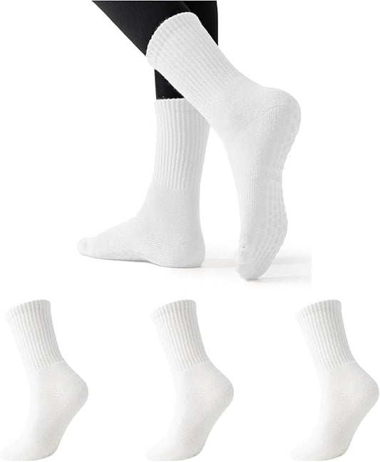 Flydo Pilates Grippy Socks with Grips for Women Yoga Non Slip Long Socks for Pure Barre, Ballet,Dance Workout 2-5 Pack