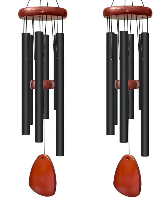 2 PCS 28" Wind Chimes for Outside. Deep Tone Lovely Wind Chimes with 6 Aluminum Tubes Courtyard Decoration. Windchimes Outdoor Create an Enjoyable Atmosphere & Give Mom a Gift