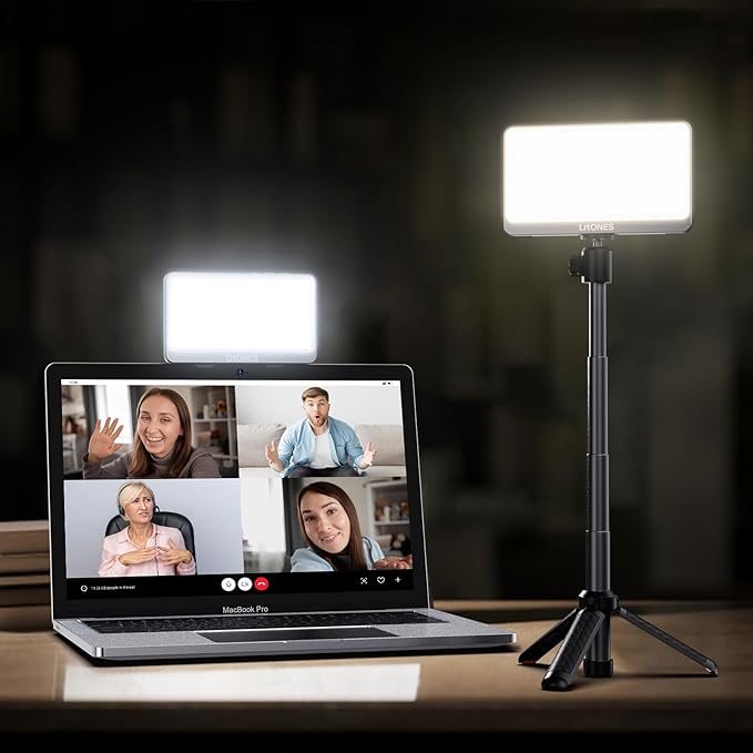 1Unit LitONES Zoom Lighting for Computer, 30 Light Modes, Portable Video Conference Lighting for Laptop, Ring Light for Desk, Zoom Call, Video Call, Video Conferencing, Remote Working Space Gray