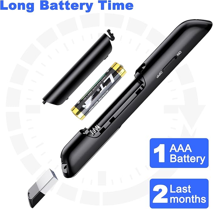 （2 Units） Wireless Presenter Remote Presentation Pointer Clicker with Hyperlink & Volume Control USB PowerPoint Slide Advancer for Mac Laptop PC Computer Keynote