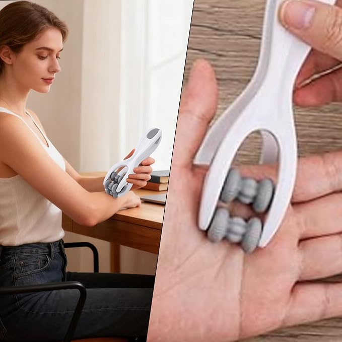Finger Massager for Arthritis, Dual-Sided Finger Massager Roller Grey Acupressure Tool for Hands Palms Wrists Relieve Pain Stress