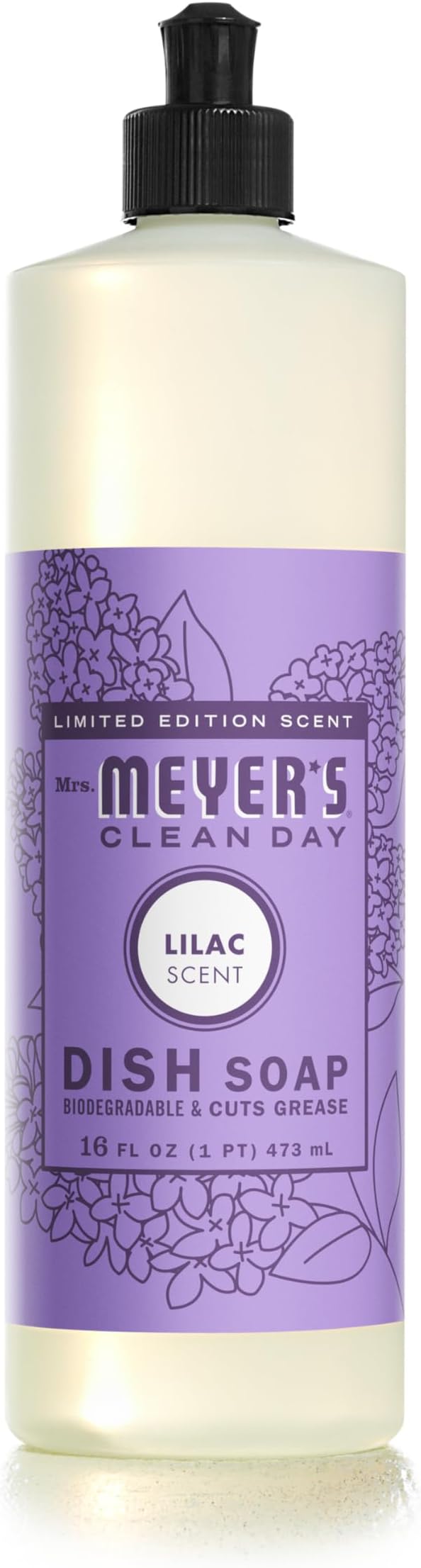 MRS. MEYER'S CLEAN DAY Liquid Dish Soap, Biodegradable Formula, Lilac, 16 fl. oz