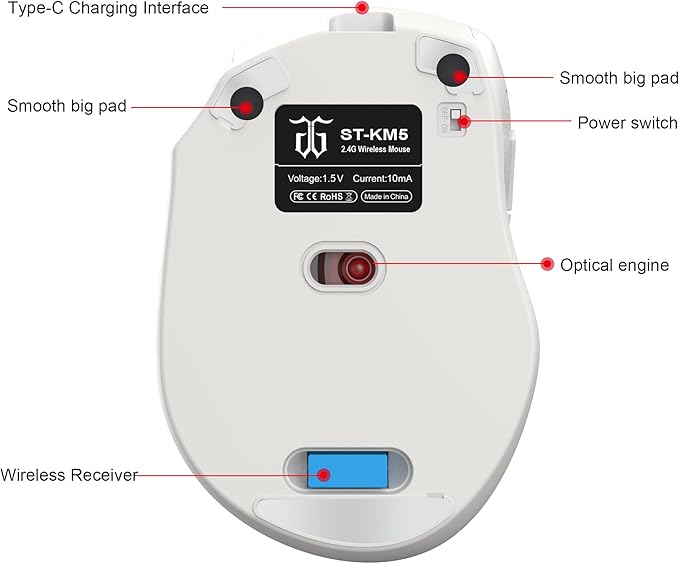 Snpurdiri 2.4G Wireless Gaming Keyboard and Mouse Combo, Include Mini 60% Mechanical Feel RGB Backlit Keyboard, Ergonomic Vertical Feel Small Wireless Mouse(Grey and White)