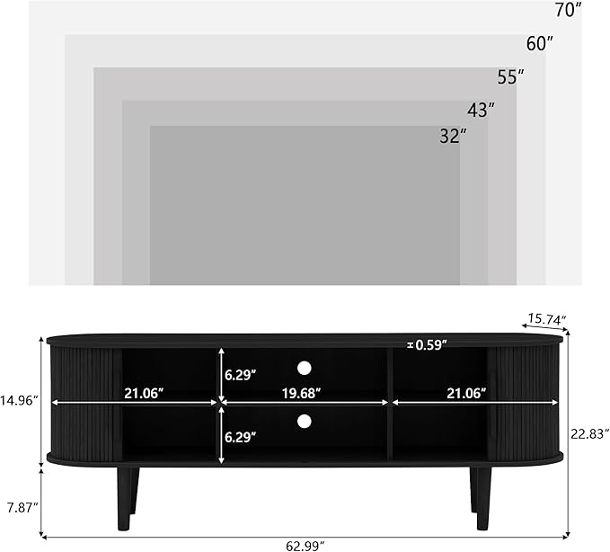 TV Stand, Media Console Table with Sliding Door and Storage Compartment, Modern Entertainment Center with Storage for Living Room, Bedroom, Home Office (Black)