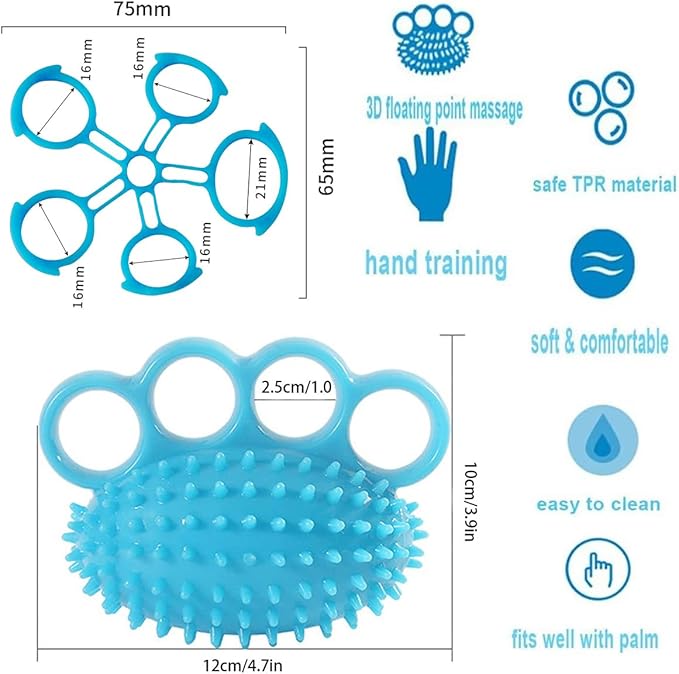 Hand Exerciser Ball and Finger Stretcher, Hand Grip Strengthener Trainer, Squeeze Balls, Wrist Pain Relief (Yellow)