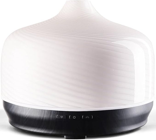 Porseme 500ml Glass Essential Oil Diffuser Aromatherapy Ultrasonic Cool Mist Humidifier 15-21 Running Hours Waterless Auto-Off Air Diffusers for Sleeping Yoga Office Working Spa and Rest (Pure White)
