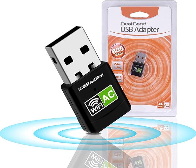 Free Driver 600Mbps USB WiFi Adapter, WiFi Dongle Dual Band 2.4/5GHz Wireless Network Adapter, Mini WiFi Receiver for PC/Laptop/Desktop,Supports Windows 11/10/8.1/8/7