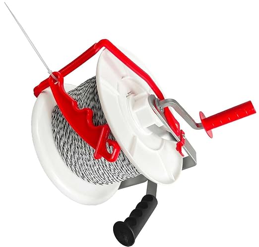 1 Pack 3:1 Geared Electric Fencing Standard Reel with 1640ft Premium Polywire 6 Conductors Plus 1 Free 8 inch Insulgrip