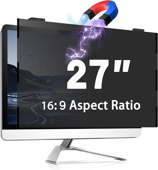 Magnetic Computer Privacy Screen, 27 Inch Removable Hanging Shield for Frameless Monitor 16:9 Widescreen, Anti Blue Light Filter, Anti-Glare Protector