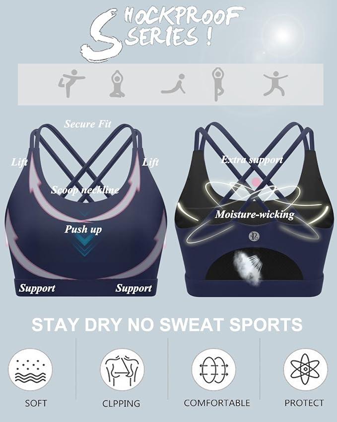 RUNNING GIRL Sports Bras for Women,Padded Sports Bra Tank Top Sexy Crisscross Back High Impact Longline Workout Yoga Bra