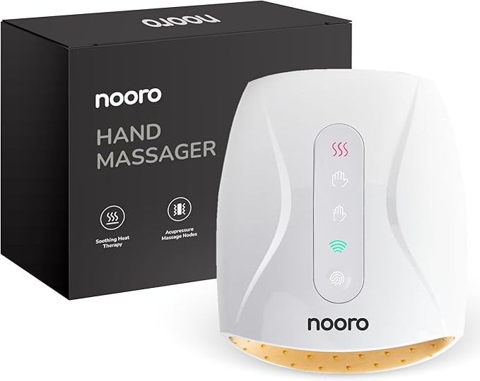 nooro Hand Massager - Advanced Heat Therapy to Support Hand Discomfort- Cordless, USB Rechargeable, Helps with Stiffness and Swelling, Easy to Use at Home