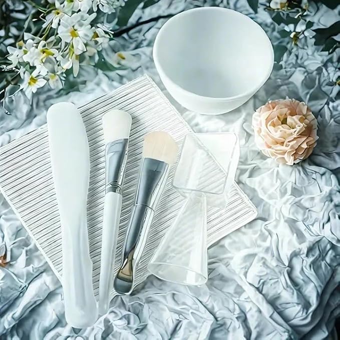 Face Mask Mixing Bowl Set, DIY Silicone Face Mask Applicator Brush and Spatula Set, Face Mask Bowl and Brush Kit for Skincare, Facial Spa, Mask Making at Home or Travel