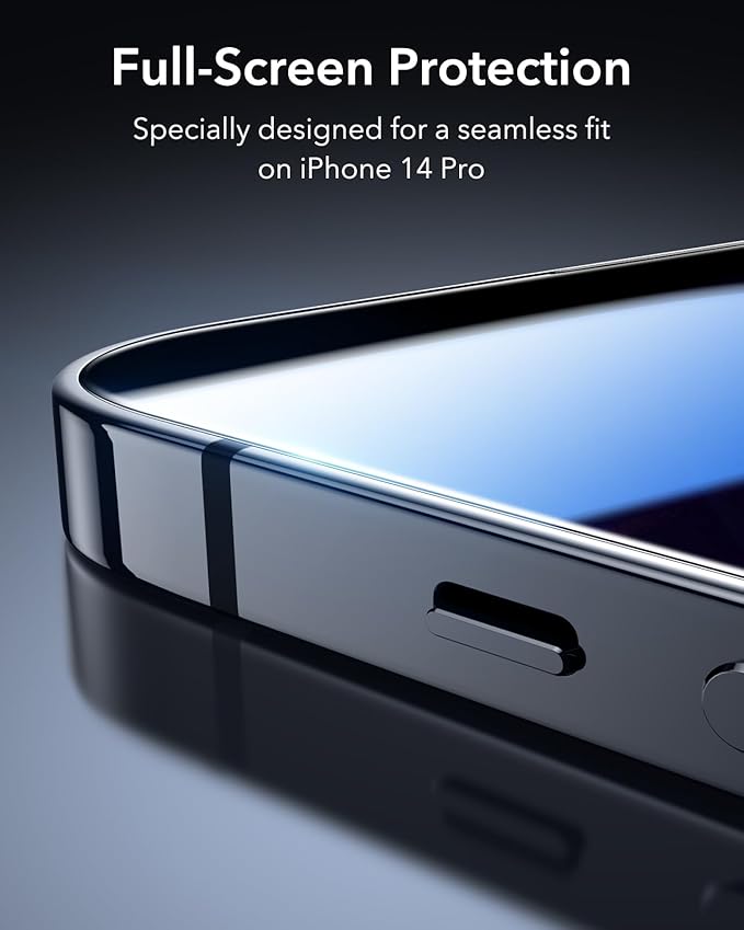 ESR 3 Pack 9H+ Glass for iPhone 14 Pro Privacy Screen Protector, [Military Grade Shatterproof & Longest Durable] Armorite Anti-spy Tempered Glass with UltraFit Tray