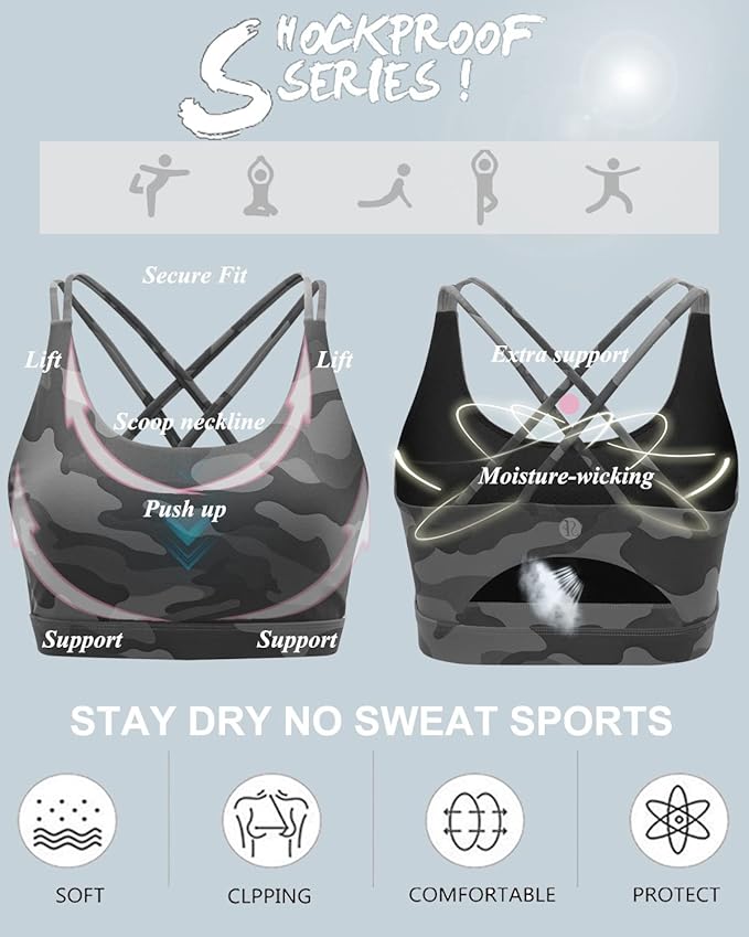 RUNNING GIRL Sports Bras for Women,Padded Sports Bra Tank Top Sexy Crisscross Back High Impact Longline Workout Yoga Bra