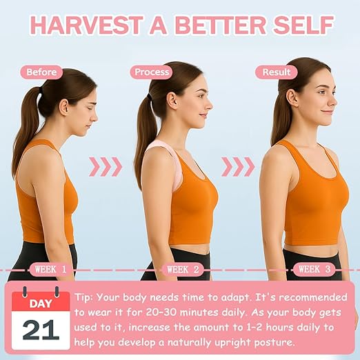 Back Brace Posture Corrector for Women - Thin & Invisible Back Brace for Posture - Adjustable Back Support Brace - Relieve Upper Back Discomfort & Regain Confidence, S(28-35") 1 PCS