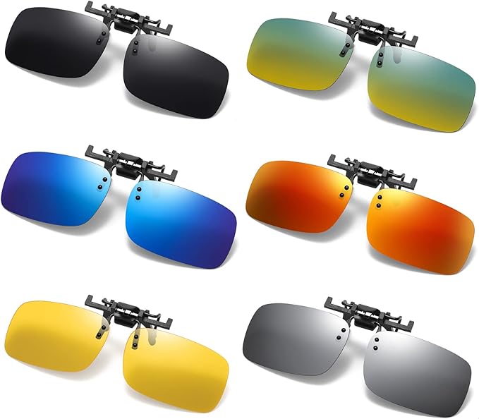 Clip on Flip up Polarized Lens For Prescription Glasses UV Protection Sunglasses (Clear lenses not Polarized)
