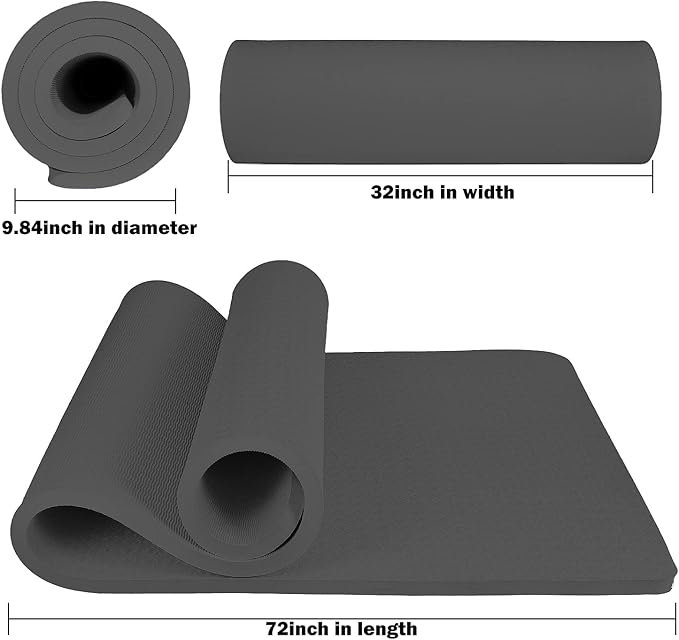 Hatha Yoga 4/5 inch TPE Yoga Mat Fitness & Exercise Mats Large Size 72"L x 32"W Non-Slip Anti-Tear For Women Men