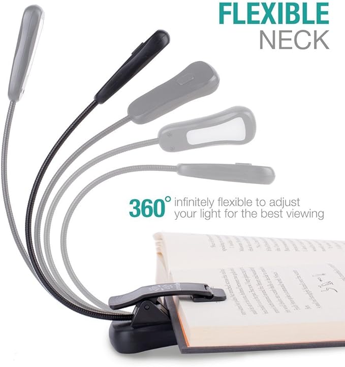 Vekkia/LuminoLite Rechargeable Book Light, Reading Lights for Books in Bed, 3 Colortemperature × 3 Brightness, Up to 70 Hours Lighting, Great for Readers, Travel (Black)