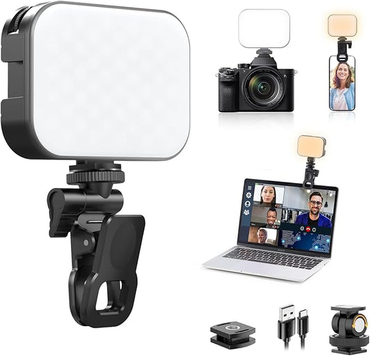 ULANZI VL100X Selfie Light, LED Video Camera Light, Portable Clip on Light Panel for Camera/Phone/Laptop/Tablet/Computer, 2000mAh, 2500-6500k Rechargeable Fill Light for Picture/TikTok/Makeup/Vlog