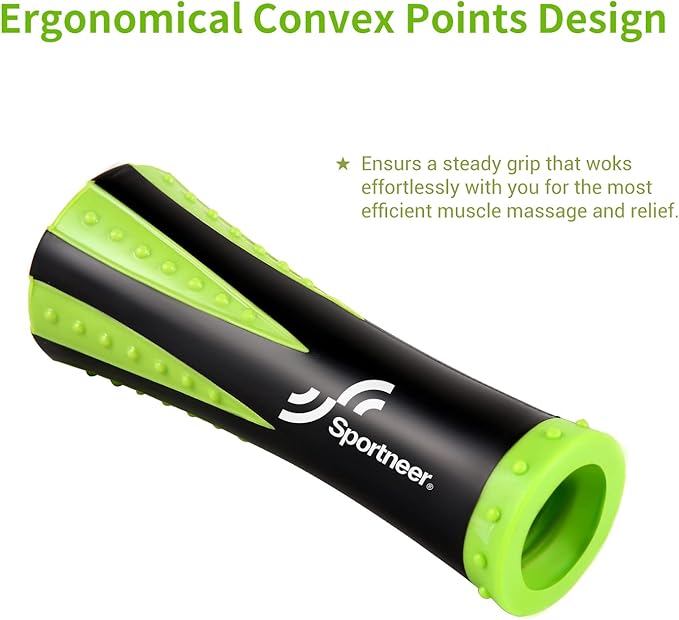 Sportneer Muscle Roller Stick - Massage Stick for Athletes - Reducing Soreness and Muscle Strain, Soothing Legs Cramps - Physical Therapy & Body Recovery - Black Green