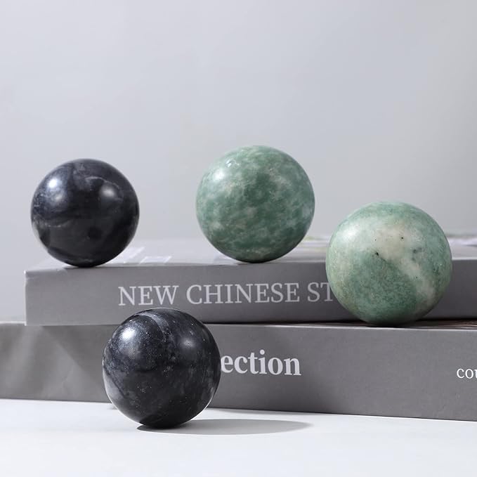 4Pcs Solid Baoding Balls Chinese Health Exercise Massage Balls Marble Stone Massage Baoding Balls for Hand Muscle Exercise