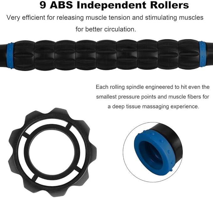 Yansyi Muscle Roller Stick for Athletes - Body Massage Stick - Release Myofascial Trigger Points Reduce Muscle Soreness Tightness Leg Cramps & Back Pain for Physical Therapy & Recovery (Blue 1)