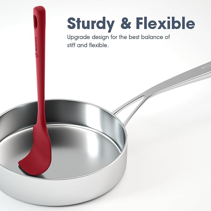 5 Pieces Silicone Spatula Set, Food Grade Rubber Spatula, Upgrade Strong Handle with Ergonomic Grip, Heat Resistant Up to 600°F for Nonstick Cookware, Cooking Red