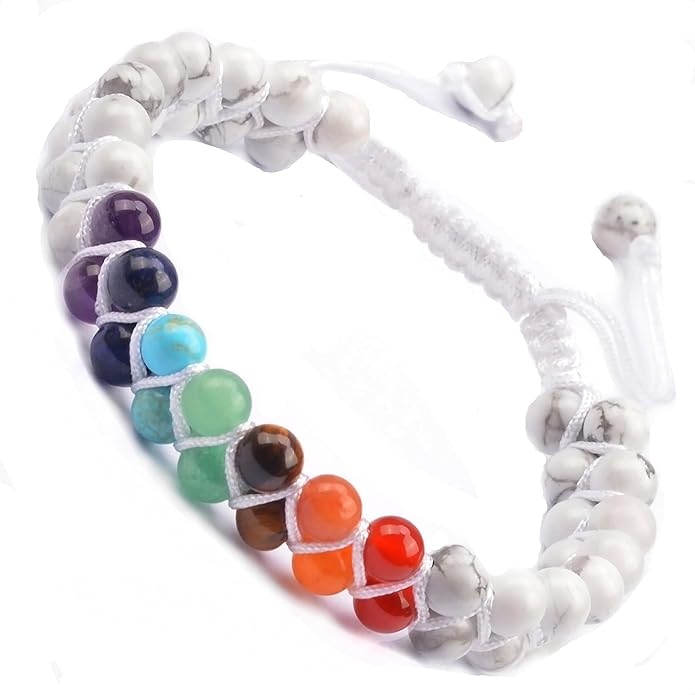 MASSIVE BEADS Double Layer Natural Chakra Healing Power Crystals Macrame Bracelet Yoga Stone Beads Gemstone Meditation Relax Anxiety Bangle for Unisex Women Men