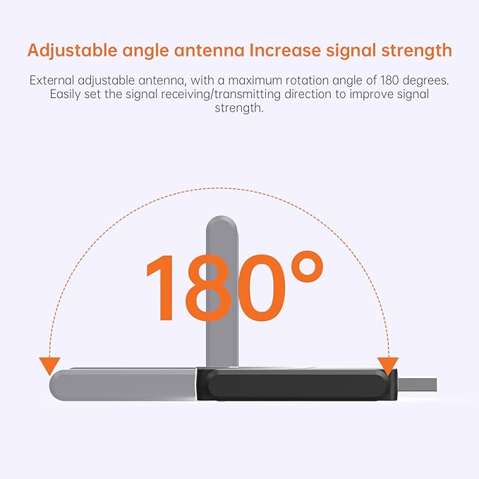 WiFi 6 Adapter for PC with Bluetooth 5.3, AX900 Ultra-Fast Dual Band USB Wireless Network Adapter for Desktop Laptop, High Gain Antenna, WPA3 Security, Driver-Free for Windows 11/10, WPA3