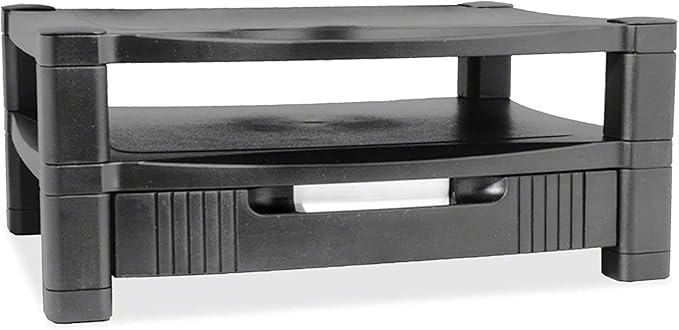 Kantek Two-Level Monitor Stand, 17" X 13.25" X 3.5" To 7", Black, Supports 50 Lbs