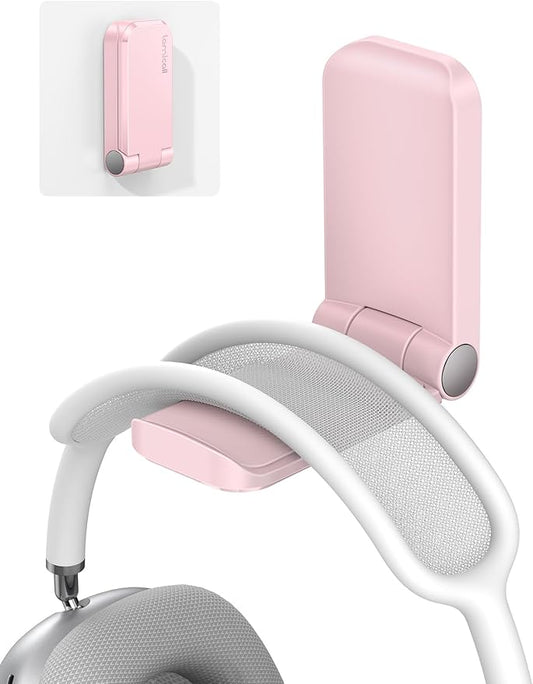 Lamicall Headphone Stand, Sticky Headset Hanger - Adhesive Headphone Holder Hook Mount, Headset Stand Holder Clip Under Desk, Earphone Clamp for Airpods Max, HyperX, Sennheiser, Pink