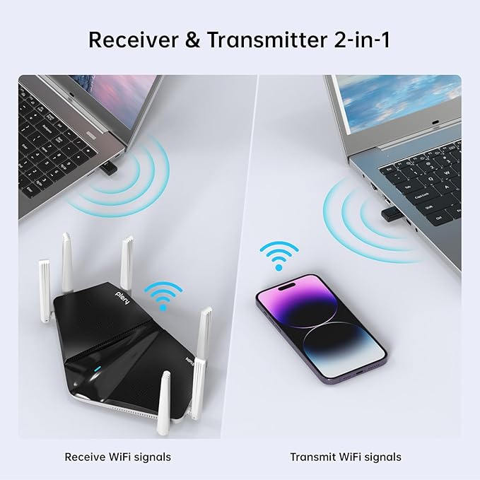 USB WiFi Adapter for Desktop PC, 5G 2.4G Dual Band WiFi Dongle 802.11AC 650Mbps Wireless Network Adapter for Laptop, Compatible with Windows 11/10/8.1/8/7/XP