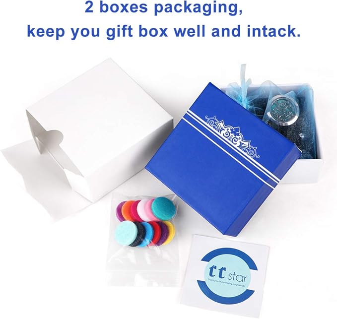 ttstar Essential Oil Diffuser Bracelet Set - Stainless Steel Aromatherapy Locket with Adjustable Band, Includes 12pcs Refill Pads Gift for Women