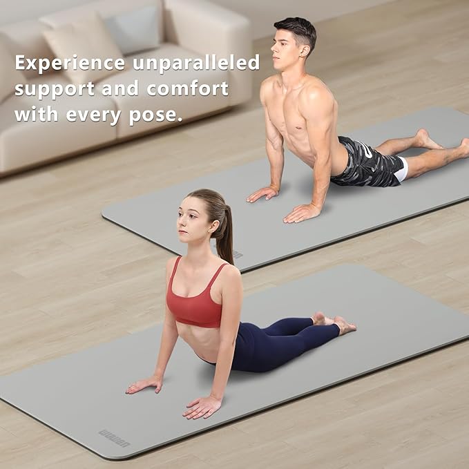 Yoga Mat Non-Slip Extra Thick 72"x32/24" Extra Wide Fitness Exercise Mat TPE Material High Elastic Hot Yoga Mat for Women Yoga Pilates Home Floor Workout (Cow Coffee)