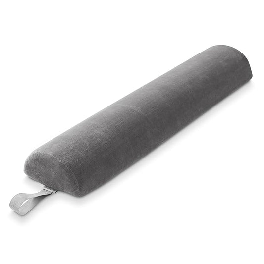 Saloniture Half Round Massage Table Bolster Pillow Pad - 26 x 6 x 3 Inch - Gray Velour