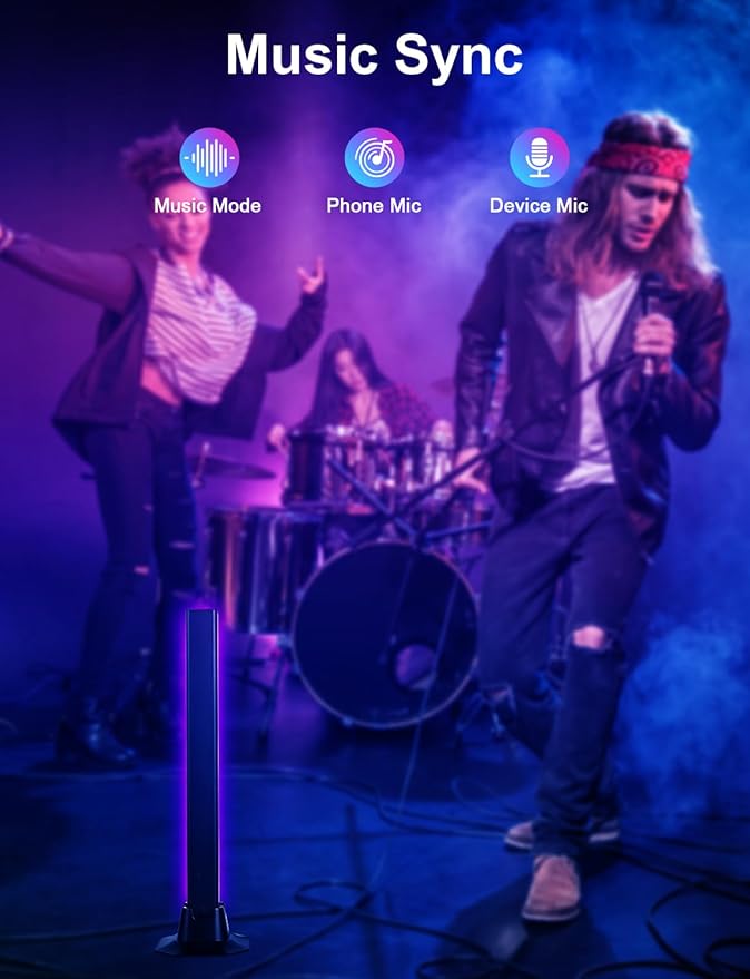 RGB Light Bar, RGB IC LED Light Bar, Music Sync USB Powered, Color Changing Ambient Lighting for Gaming TV Desk Monitor PC Party, 2 Pair